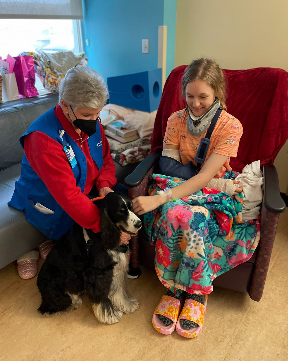 Therapy dogs can turn a ruff day into a paw-sitive one! 🐶 On #TherapyDogAppreciationDay, we express our gratitude to all the friendly four-legged volunteers, and their kind-hearted owners, who bring cheer to our patients and their families.

#WhereHopeRises