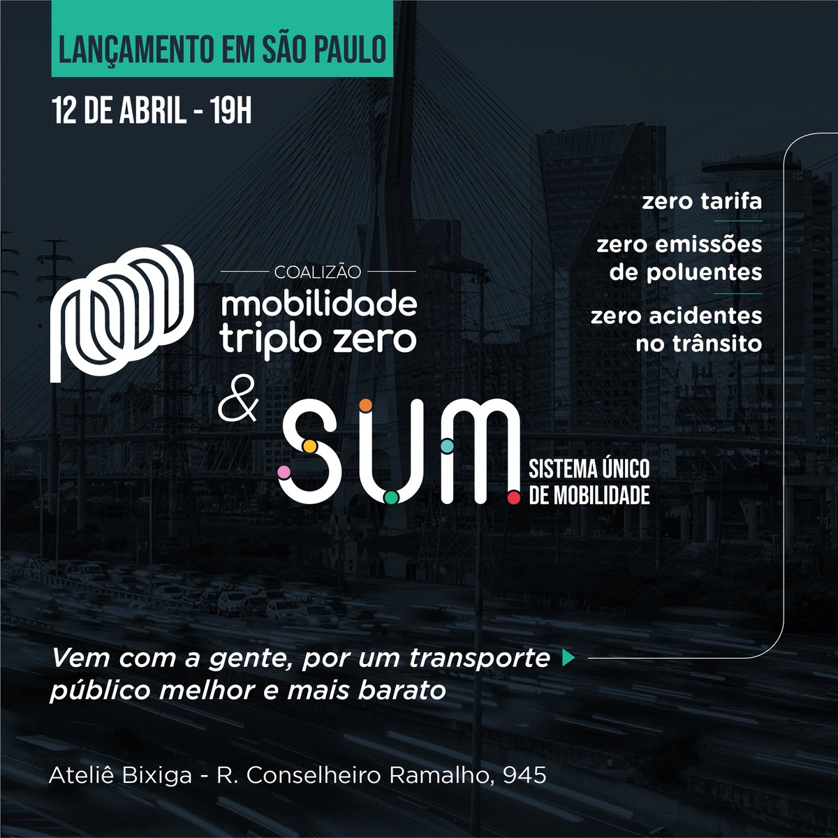 tá chegando nosso lançamento em SP! é amanhã, quarta, às 19h, no Ateliê do Bixiga, rua Cons. Ramalho n. 945, metrô São Joaquim. 
Vamos conversar sobre zero tarifa, zero mortes na rua e zero emissões, e tb sobre o SUM, nosso projeto coletivo. Dá uma olhada: 🧶