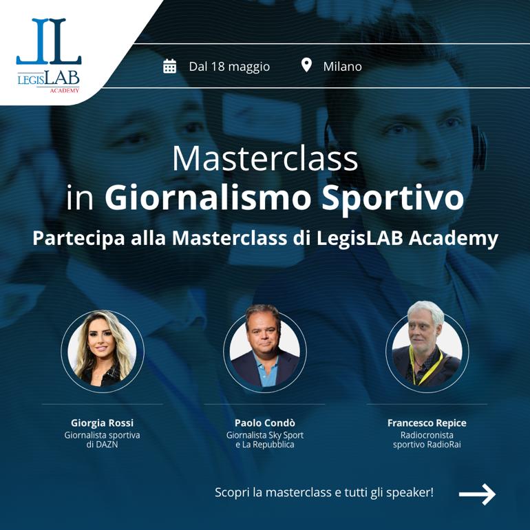 GoalItalia's tweet photo. Ci sarà anche il nostro Editorial Director Europe @RenatoMaisani tra gli speaker della Masterclass in Giornalismo Sportivo organizzata da @LegisLABAcademy 🏫

📩 info@legislabacademy.com https://t.co/OmgS85Mi4I
