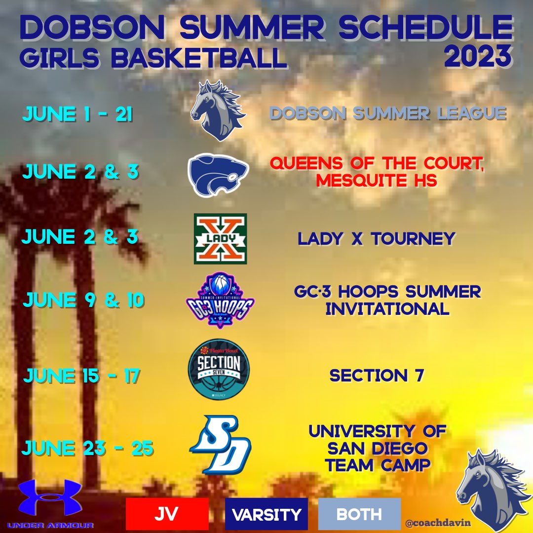 coachdavin1's tweet photo. It’s going to be a busy but fun May/ June!! 
It’ll be over just as fast too. 
Our Dobson HS June schedule. https://t.co/qzC7aI5fCq
