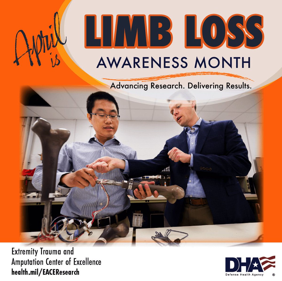 DoD_DHA's tweet image. #KnowledgeCheck - Osseointegration is the process of attaching prostheses directly to the skeleton and is uniquely suited for combat-related amputations. 

Learn more: health.mil/News/Articles/… 

#LimbLossAwareness #LLAM #Amputee #AmputationCare