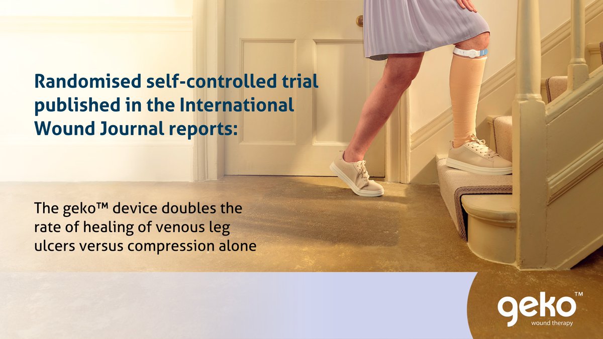 gekorecovery's tweet image. Just published, our landmark RCT reporting geko™ device efficacy in doubling the rate of healing of venous leg ulcers vs. standard of care alone.  Read the RCT in the International Wound Journal (IWJ): onlinelibrary.wiley.com/doi/10.1111/iw…… #AcceleratedHealing #VenousLegUlcers #VLU #Wound