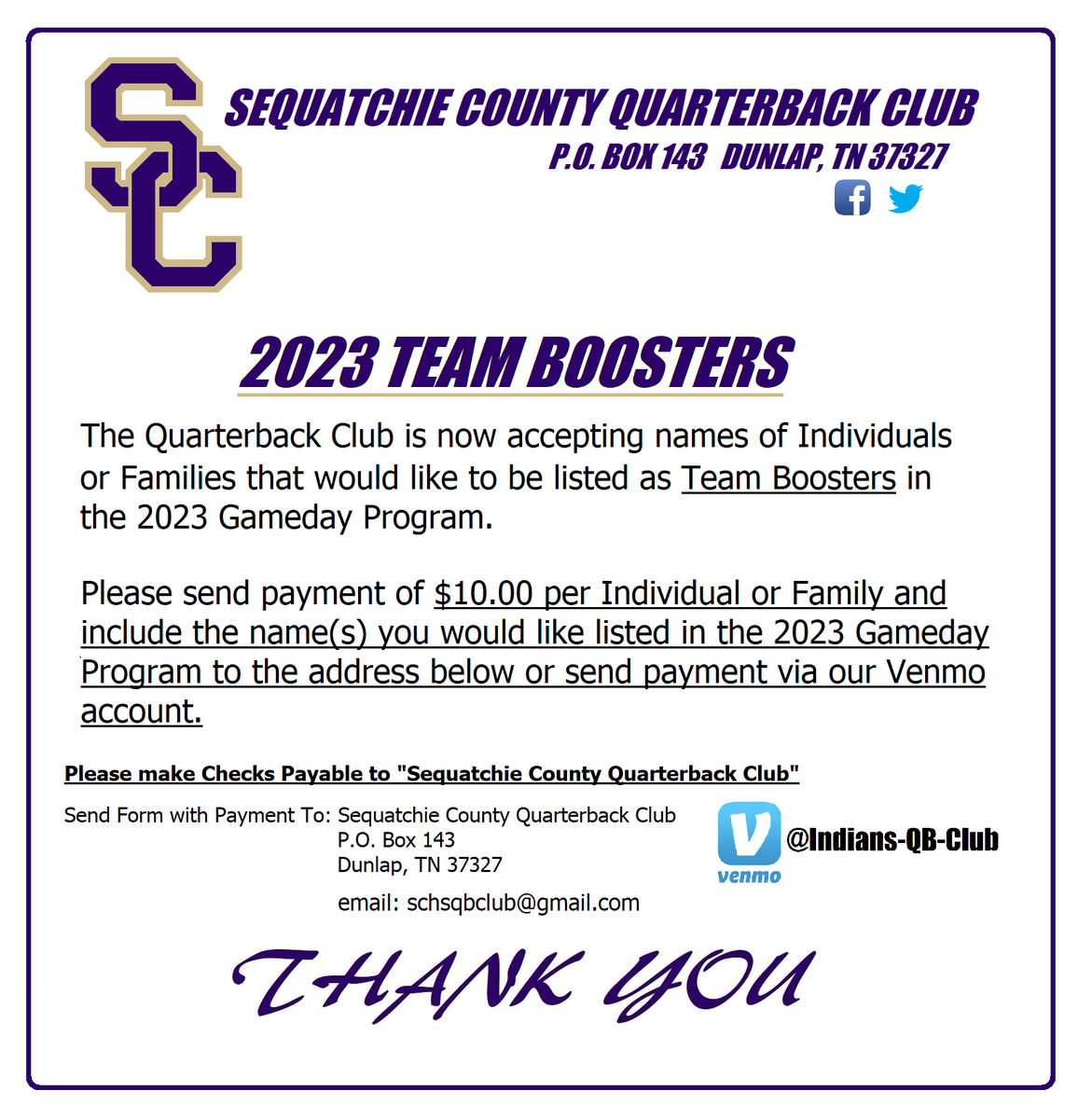 SCHSQBClub's tweet photo. We are now accepting the names of Former Indians Football players, Cheerleaders and Band Members to be placed in the Gameday Program along with Individuals or families that would like to be listed as Team Boosters. https://t.co/7ZwJoHz43B