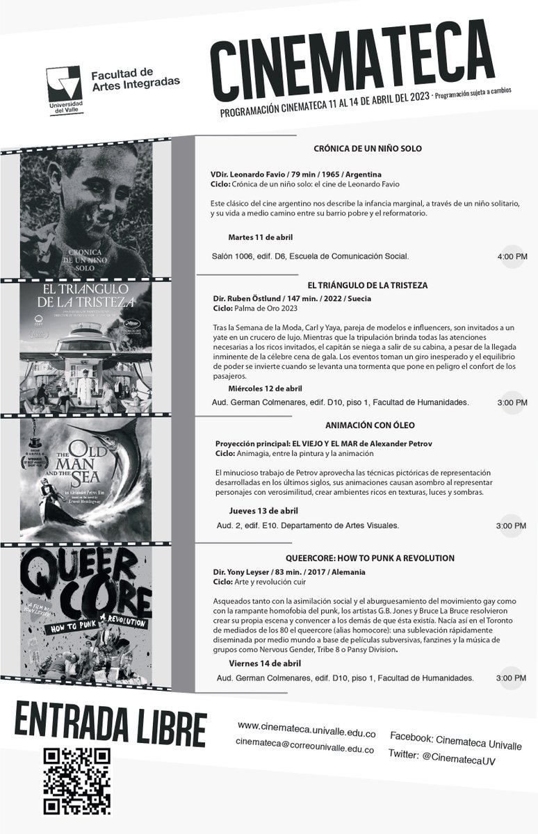 CinematecaUV's tweet photo. Vea del 11 al 14 de abril en @UnivalleCol 
https://t.co/gvwZ5Dj0Lg https://t.co/X6DORTeXiF
