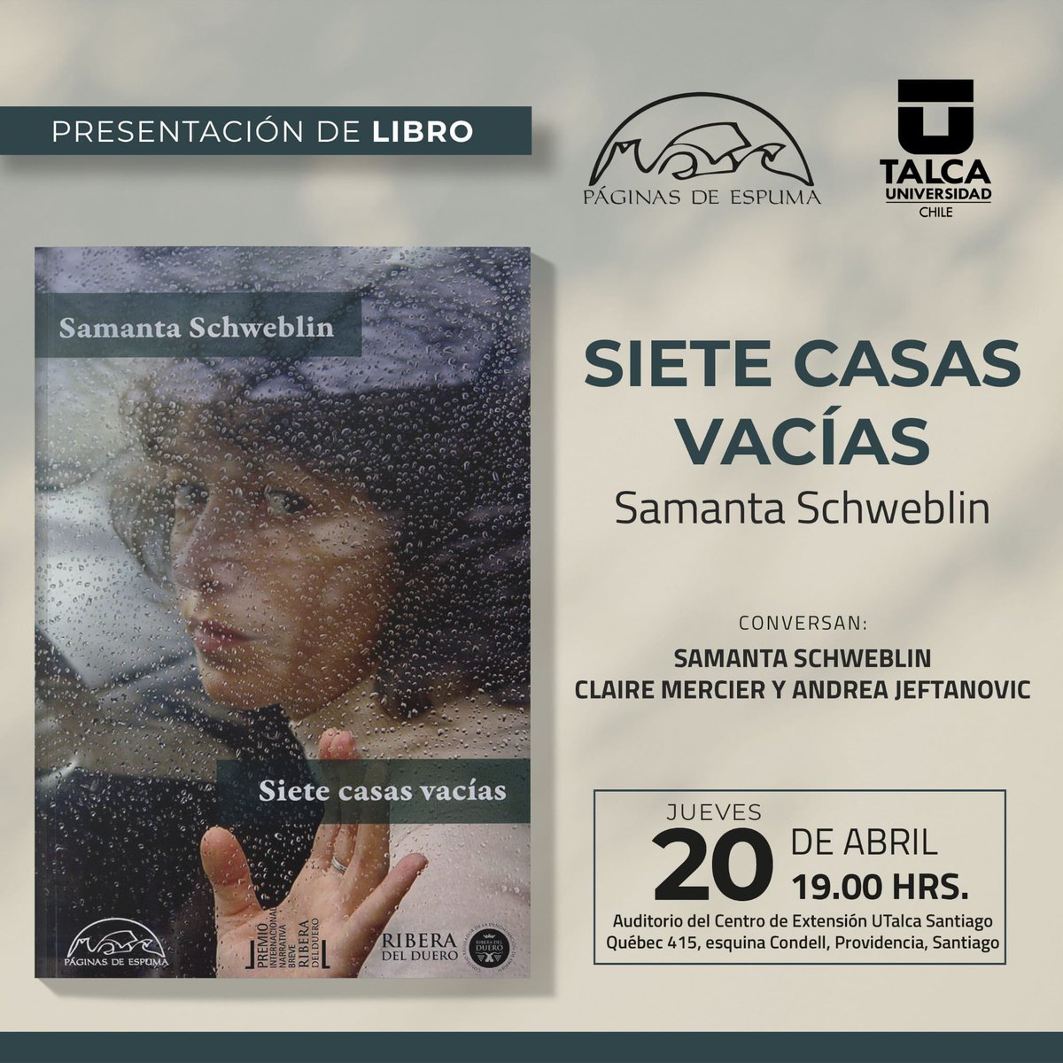 ¡Al fin Chile! 🇨🇱 Paso por Talca a recibir el Premio Iberoamericano José Donoso en la @UTalca. Y también por Santiago, donde comparto una entrevista con @ajefta. ¿Quién se pasa a saludar? 🤗