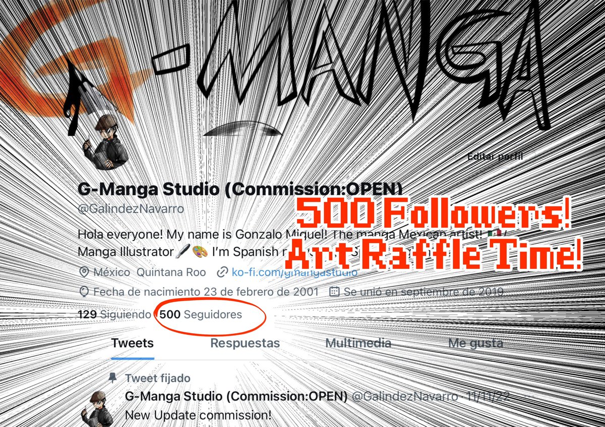 Thank you so much! I reached to the 500 followers! Is Art Raffle Time!

Will be get the 3 winners of raffle is simple to participate:

1-Like me and Retweet
2-Show me your OC only
3-Follow me!

On Saturday, will be appear the winners of Art raffles to draw for you! 
Good luck! 😉