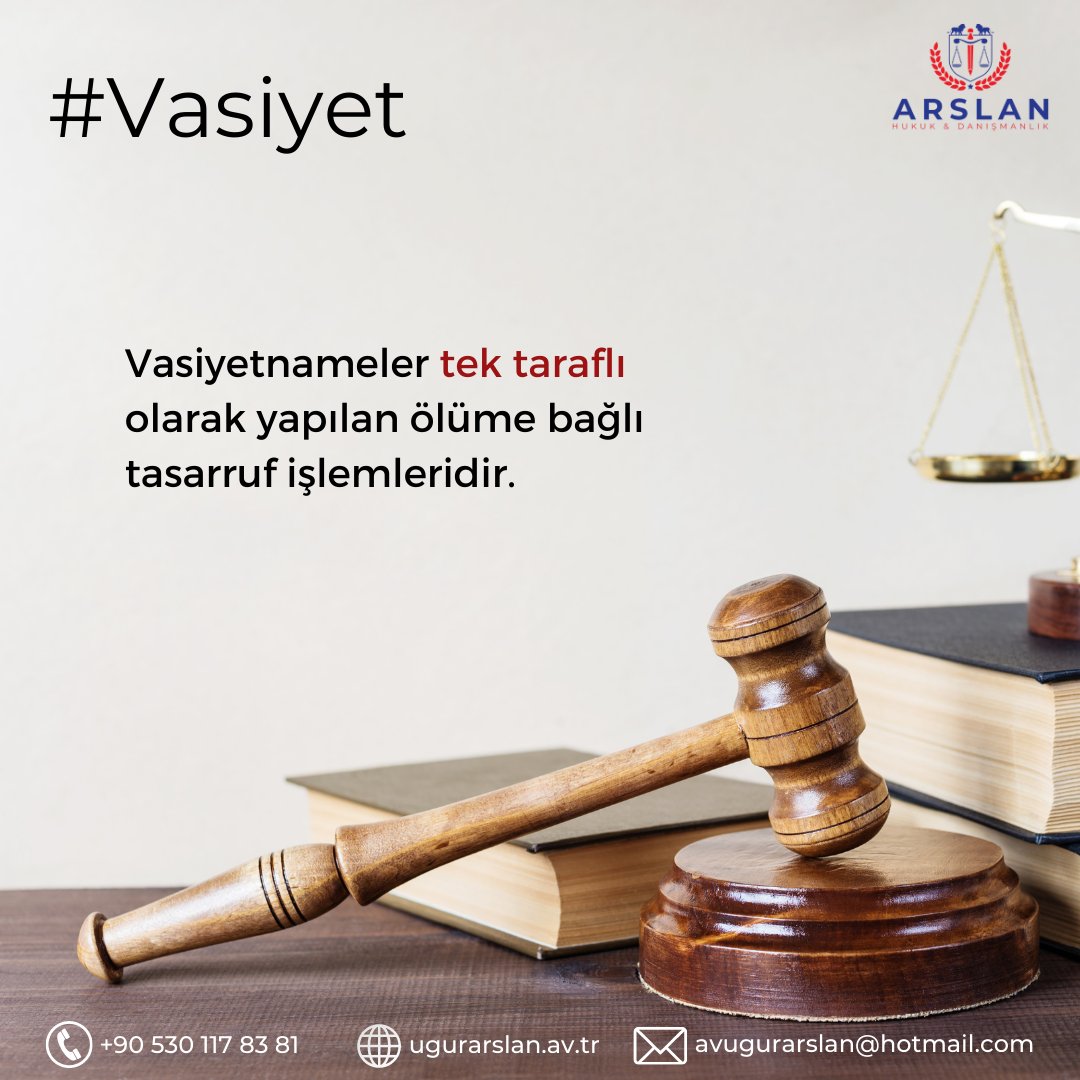 📌 Detaylı bilgi ve iletişim için ;
 ☎ +90 530 117 83 81
📩 avugurarslan@hotmail.com
🌐 ugurarslan.av.tr
---
#vasiyet #vasiyetname #vasiyetimdir #miras #mirascı #mirasavukatı #ankaraavukat #ankara #avukat #avukatbul #hukuk #hukukçu #yargı #avukatarıyorum #avukatuğurarslan