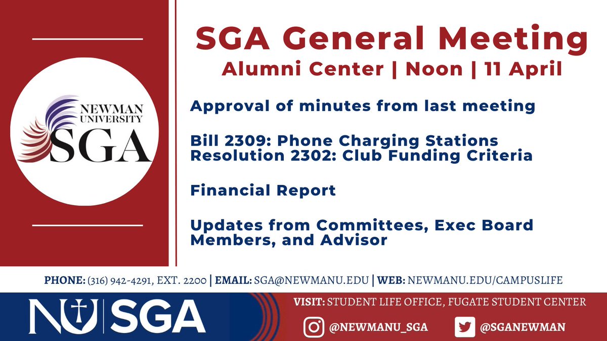 SGANewman's tweet photo. Join us for our general meeting today in the Alumni Lounge! https://t.co/Jdg4Csl6oX
