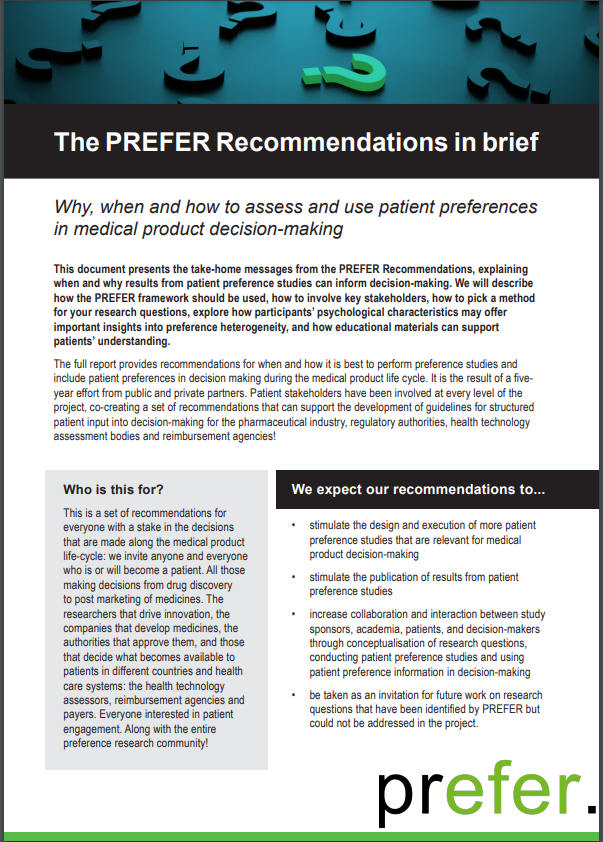 Want to know why, when and how PREFER recommends that pharma, regulators, HTA bodies and payers assess and use patient preferences in medical product decision-making? 

zenodo.org/record/6470918…