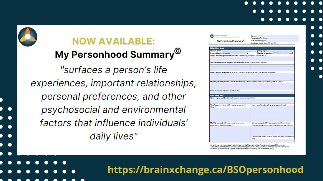BSOProvOffice's tweet image. We want to hear from you! Tell us your experience with using the new My Personhood Summary© tool. How has it helped you and your team and the lives of those you are working with? #personhood #relationships #preferences #experiences