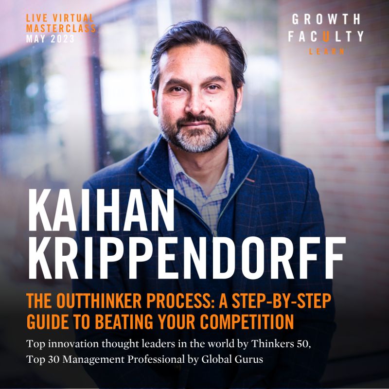 Kaihan Krippendorff (@kaihan) on Twitter photo To be more innovative & agile, don't play the game your competitors are playing today– write the rules of the new game. On 5/31 I'll be leading a masterclass with <a href="/growthfaculty/">Growth Faculty</a> on outthinking the competition.
Access this + more live masterclasses: buff.ly/3mvCNKe To be more innovative & agile, don't play the game your competitors are playing today– write the rules of the new game. On 5/31 I'll be leading a masterclass with <a href="/growthfaculty/">Growth Faculty</a> on outthinking the competition.
Access this + more live masterclasses: buff.ly/3mvCNKe