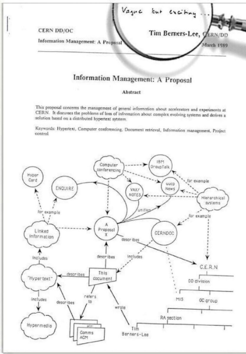 ValaAfshar's tweet image. The World Wide Web is 30 years old  (April 1993). 

It begin as a @CERN project called ENQUIRE, initiated by British scientist Tim Berners-Lee.

When @timberners_lee first proposed the World Wide Web in 1989, his boss responded: &quot;vague but exciting&quot;