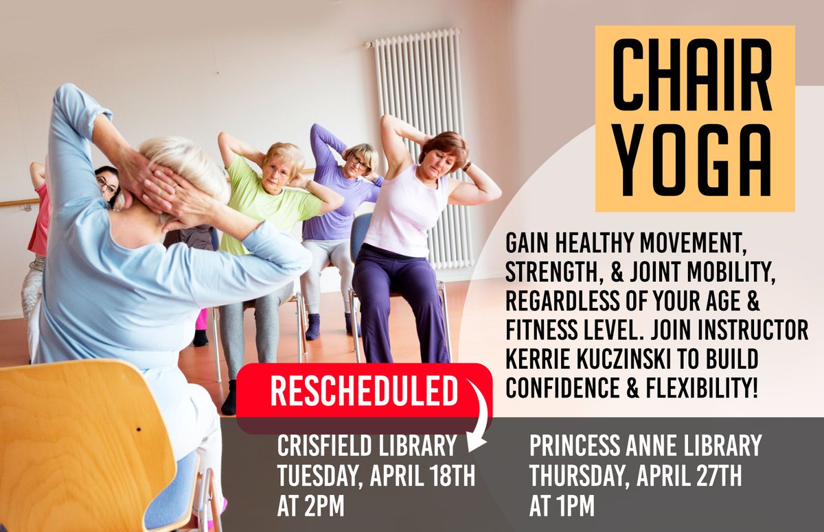 SomersetCounty1's tweet image. ‼️Today&apos;s yoga session has been rescheduled for next Tuesday, April 18th at 2:00 p.m.‼️
#chairyoga #rescheduled #programalert