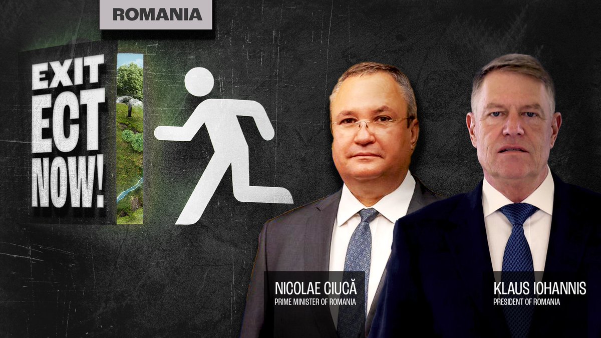 🇷🇴Exit the Energy Charter Treaty NOW!

<a href="/KlausIohannis/">Klaus Iohannis</a> <a href="/NicolaeCiuca/">Nicolae Ionel Ciucă</a>: Thousands of Romanians and Europeans are calling on you to #ExitECT - a toxic agreement hampering EU’s shift to clean energy. Be our champion, put the health of our planet over the profits of big corporations