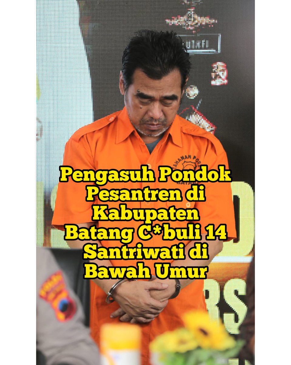 yusuf_dumdum's tweet photo. BIADAB! Enaknya dihukum apa ini makhluk ? 

Polisi berhasil mengungkap kasus pencabulan oleh tersangka pengasuh pondok pesantren di Kabupaten Batang dengan korban sebanyak 14 santriwati yang masih di bawah umur. https://t.co/yKOn5eVLG6