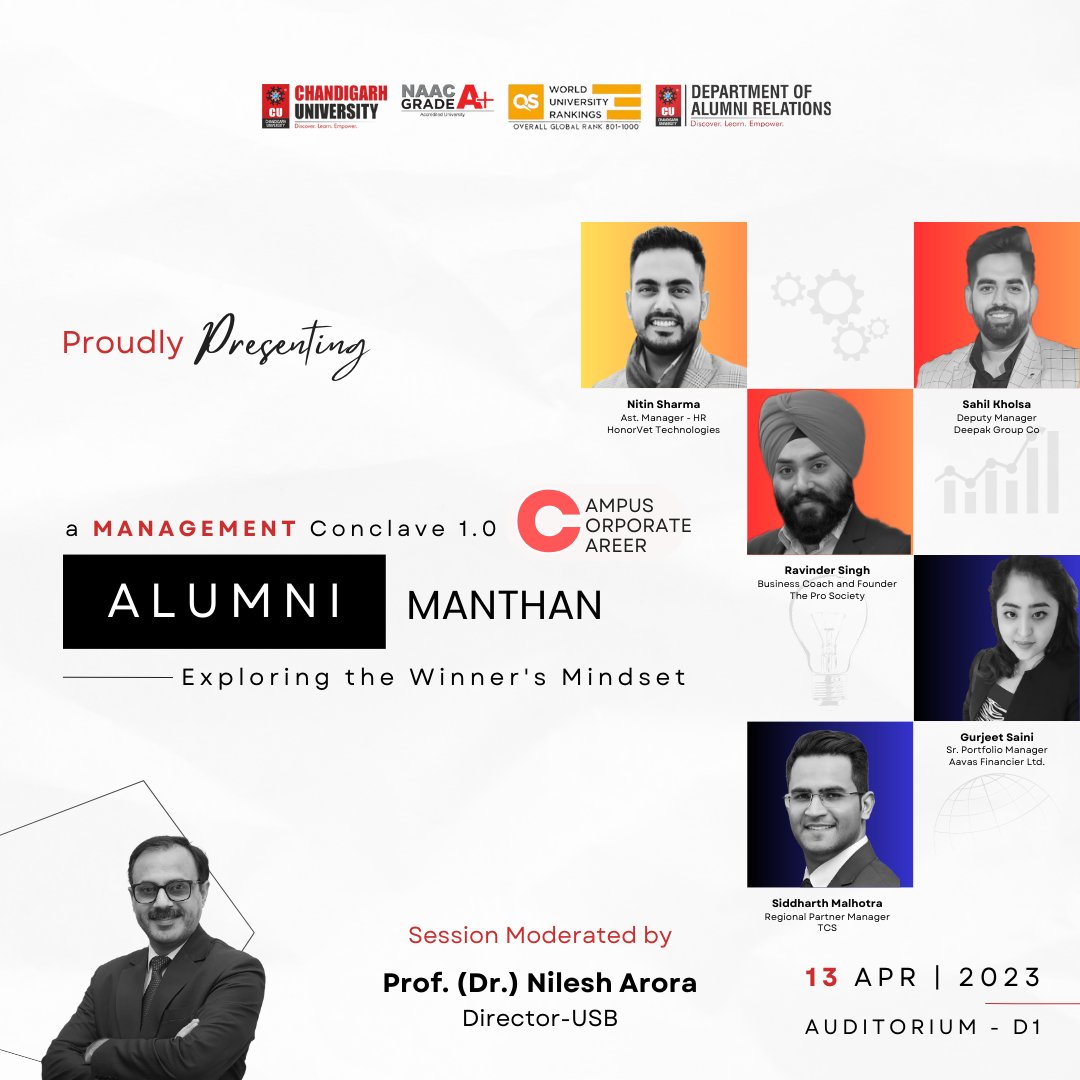 Presenting Management Conclave 1.0 - Alumni Manthan!
Join us for a day of insightful discussions and valuable networking opportunities, as we explore the latest trends and best practices in campus, corporate, and career.
Date: 13th April 2023 | 11:00 AM Onwards
#event #Management