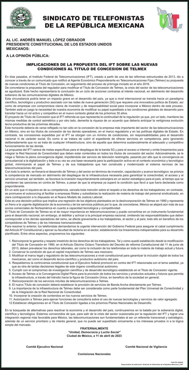 Presidente <a href="/lopezobrador_/">Andrés Manuel</a> y a la opinión pública