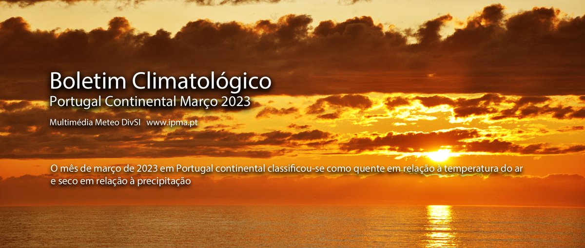 ipma_pt's tweet photo. Multimédia Meteo
MARÇO QUENTE E SECO
A nível global, março foi o 2º mais quente de sempre (a par com 2017, 2019 e 2020). A temperatura média global em agosto foi 0.51 °C superior ao valor médio 1991-2020. https://t.co/0DblMRHq0X https://t.co/7tIuzguZJH