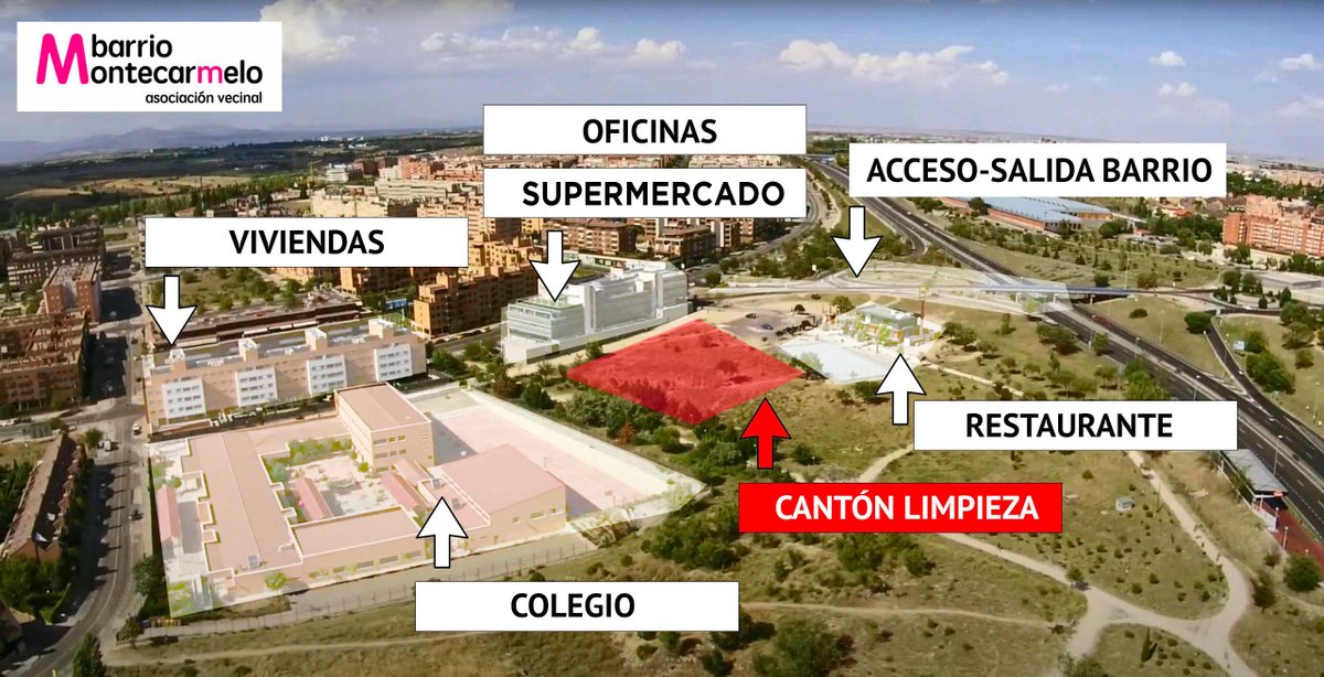 <a href="/MADRID/">Ayuntamiento Madrid</a> <a href="/DecideMadrid/">Decide Madrid</a> Desde la <a href="/avbmontecarmelo/">Asociación Vecinal Barrio de Montecarmelo</a> os lanzamos una (doble) propuesta:  
✅Descartar la ubicación prevista para el futuro cantón de limpieza de #Montecarmelo. 
✅Valorar otras parcelas existentes en el barrio, alejadas de zonas sensibles como viviendas o colegios.
👉@MarianoFuentesS