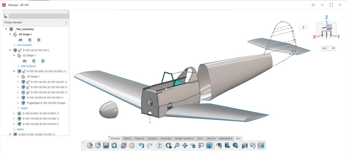 SEndersby's tweet image. Progress on the Messerschmitt Bf109 using #3DCreator #xDesign, but I need your #help. I am missing information for the foward fuselage and engine cover. If you could point me to any dimmensioned drawings I would be very grateful. #SOLIDWORKS #3DEXPERIENCE #engineering #aircraft