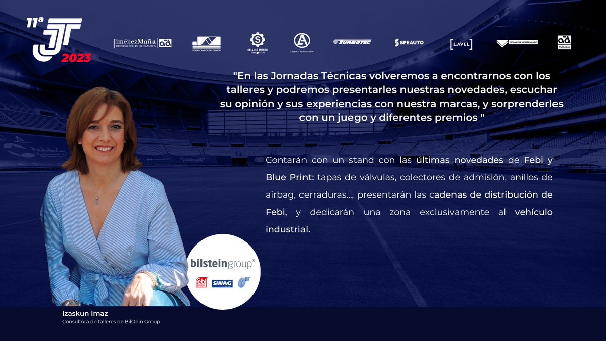 jimenezmana's tweet photo. El patrocinador que presentamos hoy es Bilstein Group, especialista líder mundial en el mercado de repuestos independiente.

Izaskun Imaz, consultora de talleres, nos pone al día con las sorpresas y novedades que nos traen.

¡Gracias por vuestra colaboración!
#JJTT #BilsteinGroup https://t.co/RX9u5uq0yo