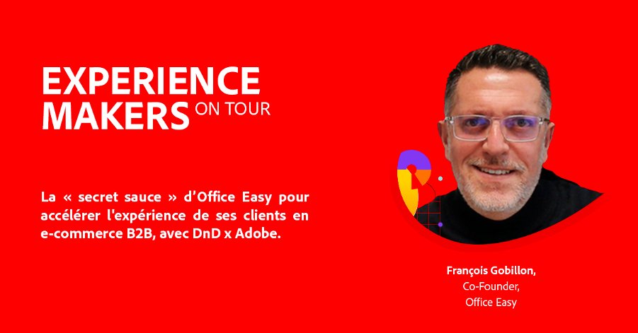 Comment créer une expérience clients durable et rentable en ecommerce BtoB ?
Venez écouter François Gobillon, Co-Fondateur <a href="/OfficeEasy/">OfficeEasy</a>, lors de l’événement Expérience Makers on Tour à Lille ce jeudi.
➡️apps.enterprise.adobe.com/go/7015Y000004…
#AdobePartner #Partenariat <a href="/AdobeFrance/">Adobe France</a>