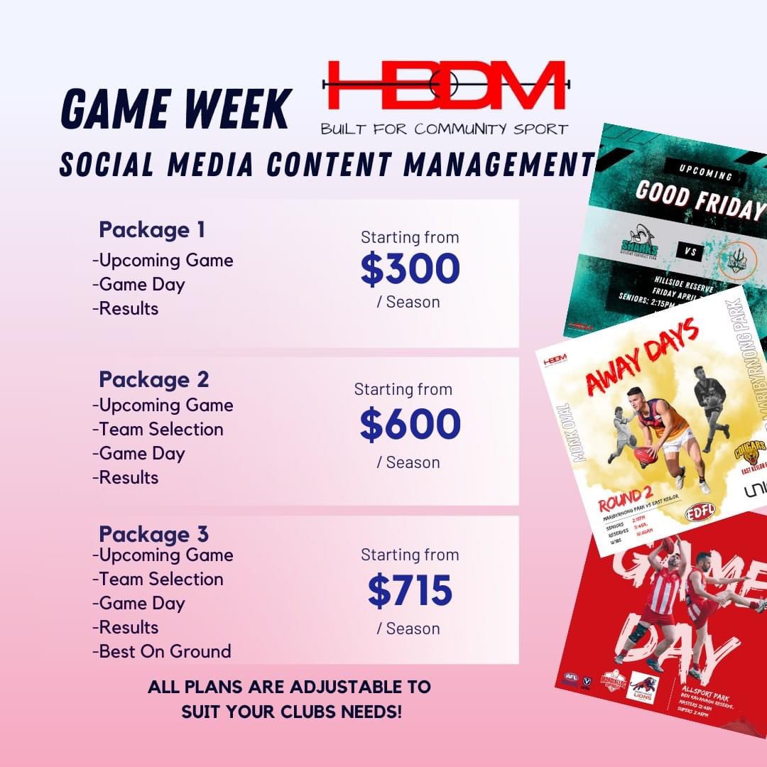 Halfbackdigital's tweet image. 📱GAME WEEK SOCIAL MEDIA CONTENT MANAGEMENT📱

With the footy season here help us take the stress out of your game week content for social media.

Starting from just $300 for the season let Half Back Digital Media help your club this season!