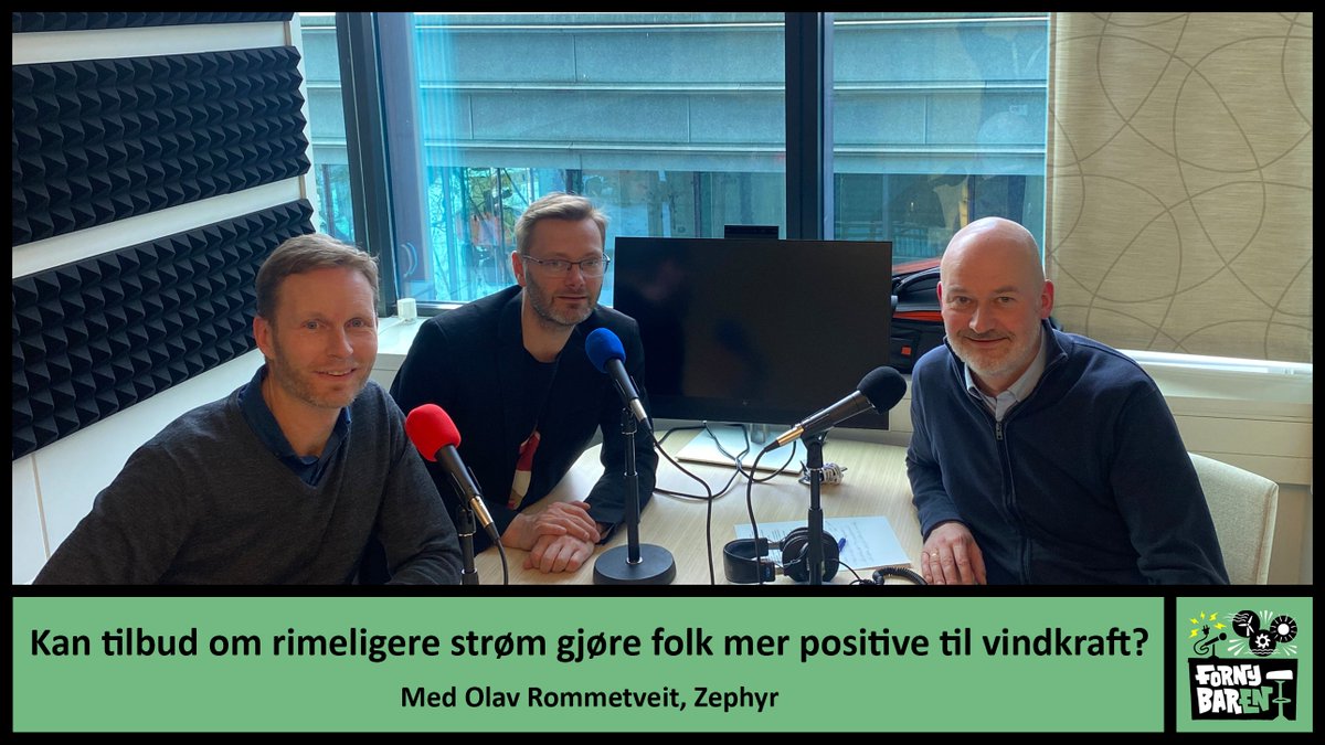 Kan tilbud om rimeligere strøm gjøre folk mer positive til vindkraft?
Episoden hører du her: play.acast.com/s/fornybaren/o…

Ukas gjest er Olav Rommetveit, leder i Zephyr.
Hvordan jobber de med nye prosjekter?
Hva er "kraft til kostpris"?
Hvilke myter fra NRK-serien Exit irriterer mest?