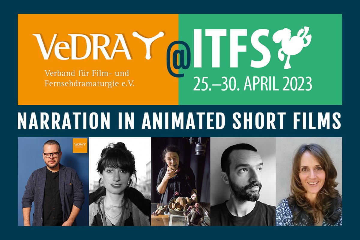 Vorstandsmitglied Marco Kreuzer fragt beim @itfs am 28.4.2023 mit den Animationskünstler*innen Tal Kantor, Izabela Plucinska und Joseph Pierce, sowie Gesa Engel, Dozentin für #storydevelopment am @AI_Animation, nach dramaturgischen Besonderheiten im animierten #Kurzfilm.