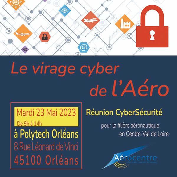 Aérocentre (@aerocentreaper) on Twitter photo #cybersecurité #entreprises #aéronautique #centrevaldeloire
Pourquoi ? quels moyens pour y faire face ?
Aérocentre, <a href="/RCValdeLoire/">Région Centre-Val de Loire</a> & DREETS Centre vous invitent à la réunion le Mardi 23 Mai 2023 à 9h à Polytech Orléans.
Inscription >> aero-centre.fr/actualite/la-c… #cybersecurité #entreprises #aéronautique #centrevaldeloire
Pourquoi ? quels moyens pour y faire face ?
Aérocentre, <a href="/RCValdeLoire/">Région Centre-Val de Loire</a> & DREETS Centre vous invitent à la réunion le Mardi 23 Mai 2023 à 9h à Polytech Orléans.
Inscription >> aero-centre.fr/actualite/la-c…