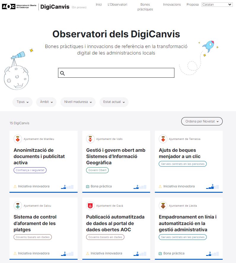 ConsorciAOC's tweet photo. Consulta l'Observatori dels #DigiCanvis, l'espai que recull:
✅bones pràctiques i 
✅iniciatives innovadores 

en la #transformacióDigital de les administracions locals.

https://t.co/ASUfhWE6Ht https://t.co/Ra3LPPfq70
