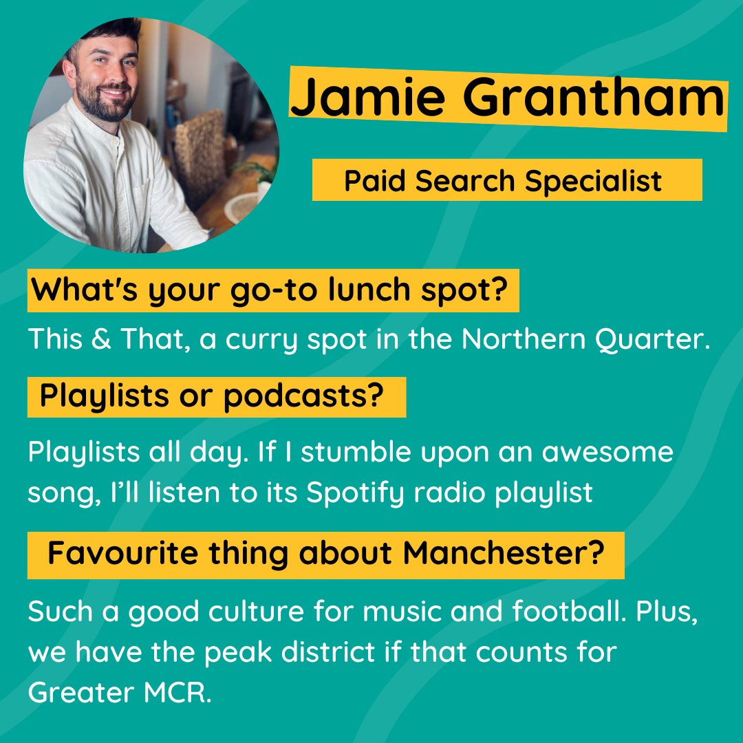 🤝 MEET THE TEAM 🤝 Next up, allow us to introduce you to one of Custard’s longest-serving team members and Paid Search extraordinaire, Jamie Grantham 😃