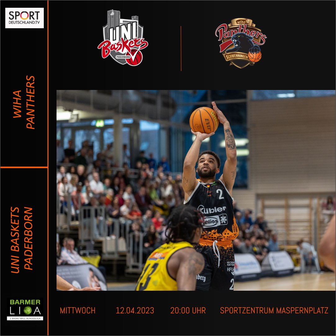 Für die wiha Panthers startet nach dem Osterwochenende am Mittwoch (20 Uhr) die nächste Englische Woche mit einem Auswärtsspiel bei den @uni_baskets_paderborn  im Sportzentrum Maspernplatz.

@sportdeutschland.tv  überträgt die Partie LIVE und Kostenlos! 📺

#ProABaby