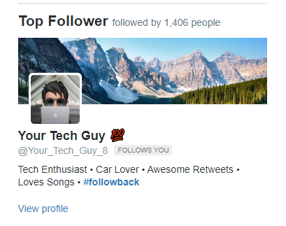 PrathameshM7's tweet photo. Who's your top follower?
Mine - @Your_Tech_Guy_8
#topfollower https://t.co/hkxSi76Dra