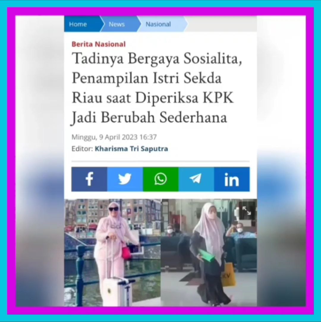 Penampakan penampilan Istri Sekda Riau Sekarang mendadak kadrun !!?
🤪🥳

sumsel.tribunnews.com/2023/04/09/tad…
