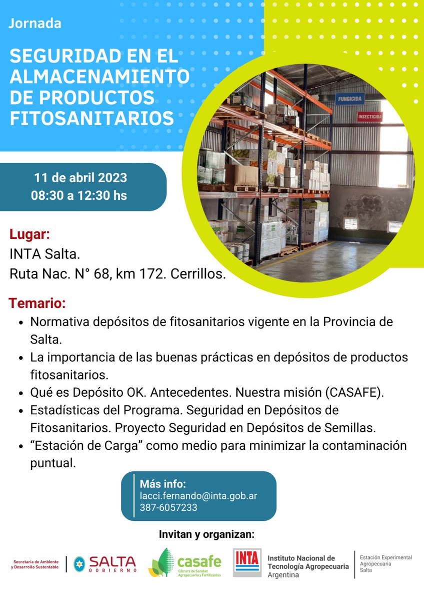 ximerojobrizuel's tweet photo. 👀Si trabajas para un municipio o en una expendedora de fitosanitarios, Te esperamos!!!
Junto a @TwitCASAFE vamos a estar en el @INTASalta capacitando sobre la
✔ #SeguridadEnAlmacenamientoDeFitosanitarios
✔ #DepositoOK https://t.co/CL57uBuENu