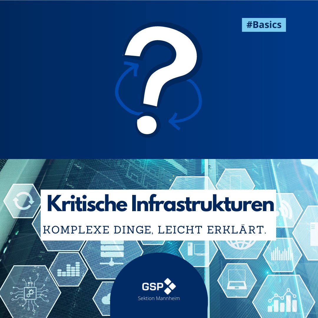 Junge GSP Mannheim (@gsp_mannheim) on Twitter photo In 2 Wochen findet unsere kostenlose Online-Veranstaltung 📺 mit der <a href="/bnetza/">Bundesnetzagentur</a> zum Schutz unserer kritischen Infrastruktur in 🇩🇪&🇪🇺 statt. Zur Vorbereitung hier ein kleiner 🧵: Was ist KRITIS eigentlich genau?
👇 #kritischeinfrastruktur 1/5 In 2 Wochen findet unsere kostenlose Online-Veranstaltung 📺 mit der <a href="/bnetza/">Bundesnetzagentur</a> zum Schutz unserer kritischen Infrastruktur in 🇩🇪&🇪🇺 statt. Zur Vorbereitung hier ein kleiner 🧵: Was ist KRITIS eigentlich genau?
👇 #kritischeinfrastruktur 1/5
