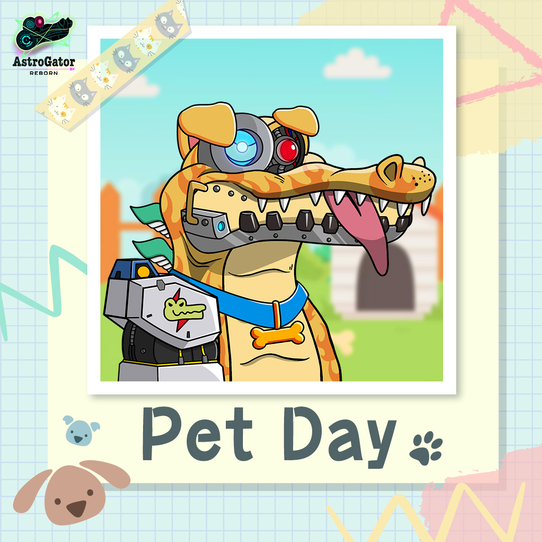 🐶《Pet Day 》🐶
Bring my fur baby out for a public appearance, no one has such a cool pet like mine!  

🐊Mint 👉 bit.ly/3ttU86p  
🐊Discord 👉 bit.ly/3Qito2J   #AstroGator_REBORN #AstroGator #GameFi #NFT #NFTs #NFTcommunity #nftart