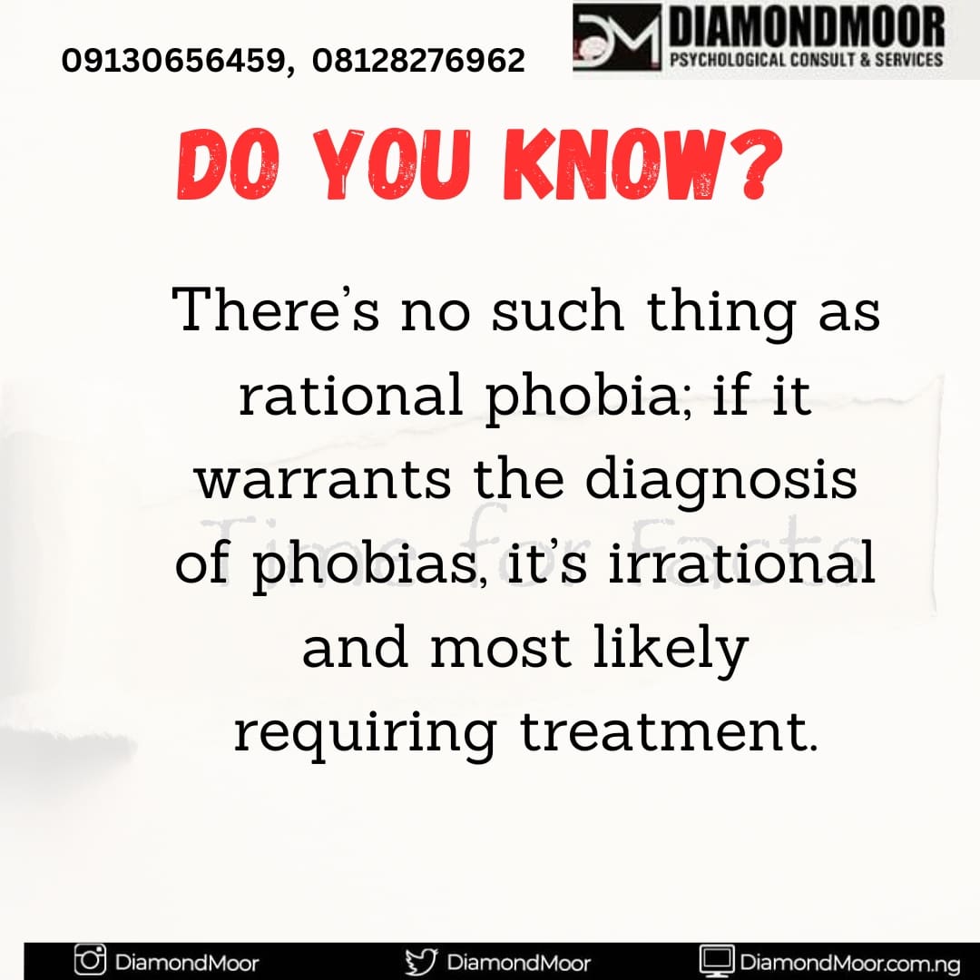 MoorDiamond's tweet photo. Do you know? #psychologyfact
#facts #phobia #psychotherapy #rational #healthyliving #irrational #mentalillness #mentalhealth #treatment #seekhelp #talktoatherapist #knowledgefreesyou https://t.co/1nvfgy7MzR