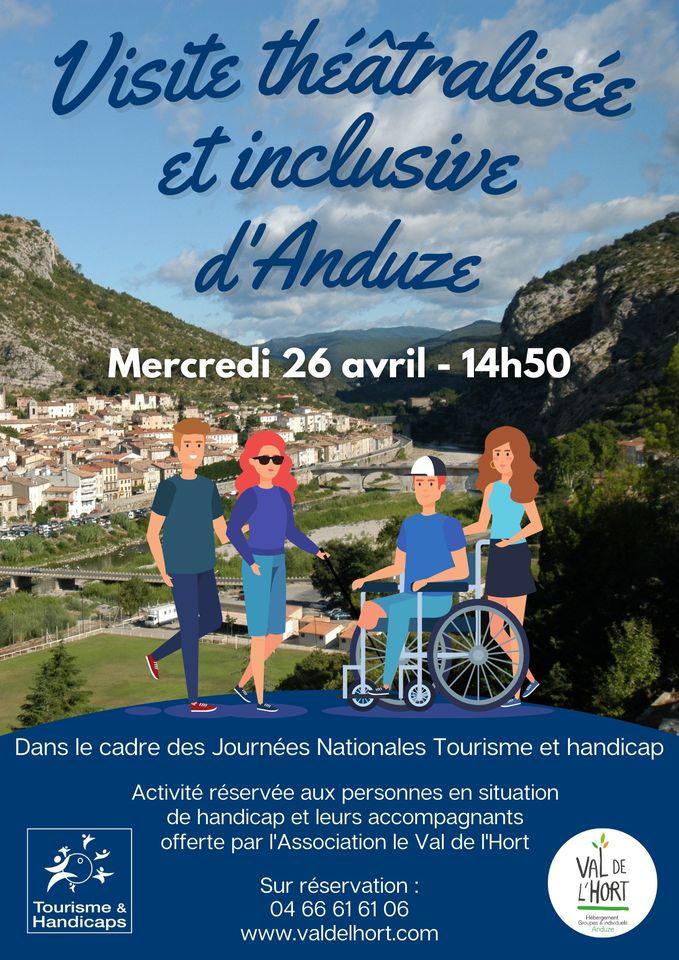Dans le cadre des Journées nationales Tourisme et Handicap, #YMCA Val de l'Hort  organise une visite théâtralisée et inclusive d’Anduze le mercredi 26 avril. Réservé aux personnes en situation de handicap et leurs accompagnants.
S'inscrire à l'évènement : bit.ly/3nTLY7E