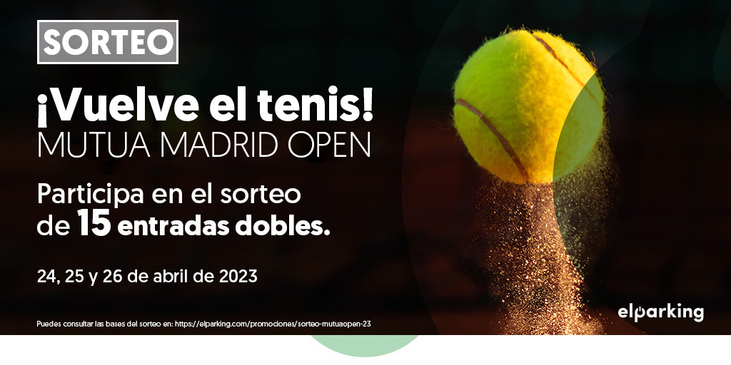¡ElParking te invita al <a href="/MutuaMadridOpen/">#MMOPEN</a>!
Participa en el #sorteo de ¡15 entradas dobles!
¿Cómo?
1️⃣Síguenos si aún no lo haces 
2️⃣Haz RT a esta publicación
3️⃣Menciona con el hashtag #MMOPENELPARKING con quién te gustaría compartir este regalo

¡SUERTE!
#MMOpen #Tenis #Madrid