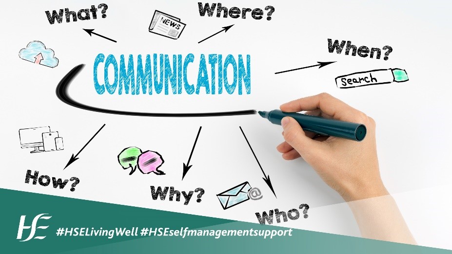 Week 4 of #HSELivingWellProgramme covers communication skills. This helps you:
· Make the most of the time with your healthcare team
· Get information about your treatment
· Participate in decisions about your care
Visit hse.ie/LivingWell for info #HSEselfmanagementsupport