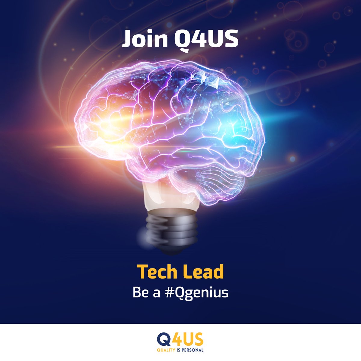 Q4USdev's tweet photo. Careers with Q4US.
Apply now. https://t.co/V7Pm481XWn.
#techrecruitment #softwareengineer #Qgenius #hiring #career #tech #qualityispersonal https://t.co/WwsEMgiF3l