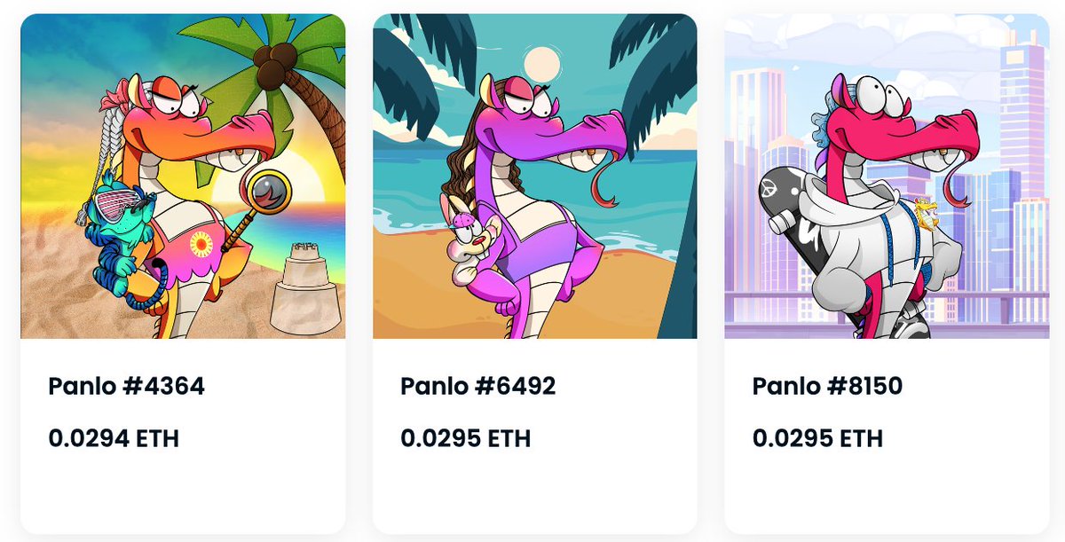 hide_web3's tweet image. 🐲 #今日のフロアPanlo

List &amp;amp; Holder Information
(Apr 11th 6:45pm JST)

✅Floor Price：0.0294ETH
✅Total List：203pcs(+3)
✅Listed：2.03%(+0.03%)
✅Owners：2,209(-1)

フロアはResort verのSunkissed Panlo☀️🏖
パートナーは青い虎のRori🐯

#STARTJPN #STARTPH #Panlo