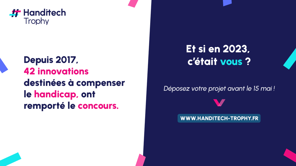 HanditechTrophy's tweet photo. Et si votre projet complétait cette jolie liste de vainqueurs ? 🚀

Participez à l'appel à projet du Handitech Trophy avant le 15 mai pour propulser votre solution au sein de la #handitech 🪐

Candidatez ici 👉 https://t.co/LIlgIa6JlI https://t.co/IfWndyetKS