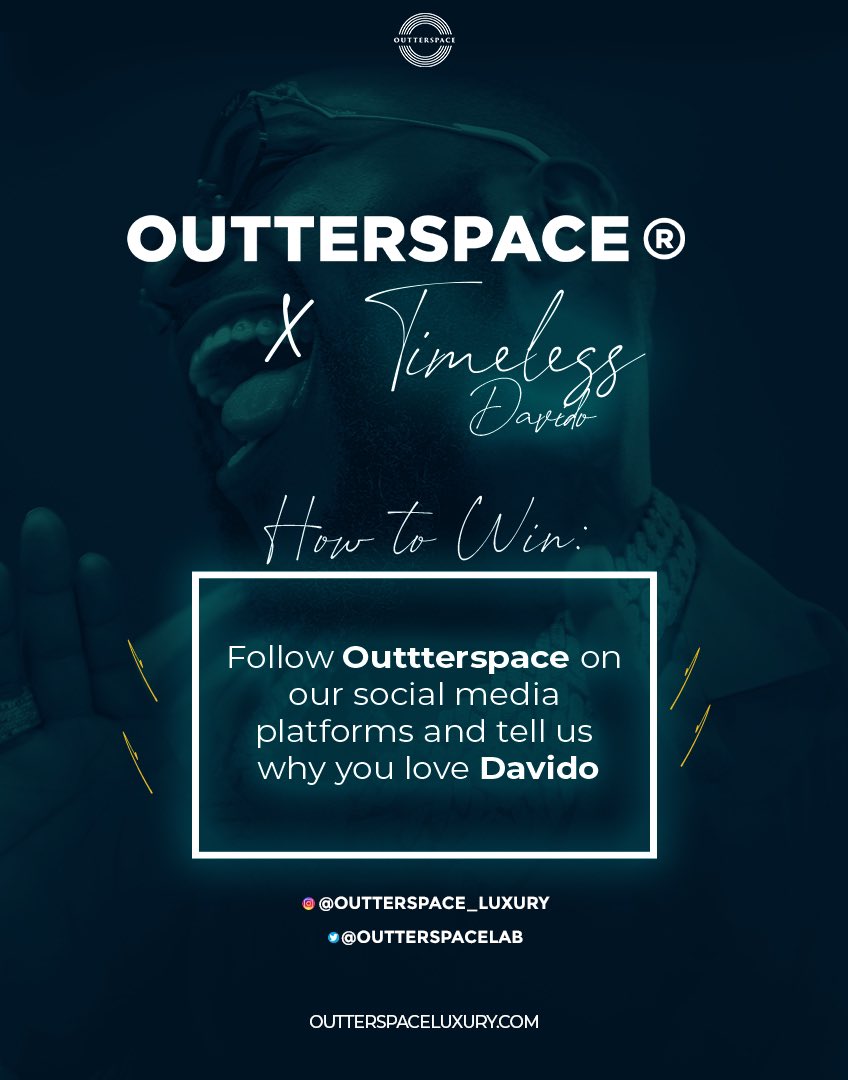 AgbaExtro's tweet photo. Outterspace is going galactic! 50 Davido concert tickets is up for grabs. Follow outterspace luxury on IG to blast off to the party! #DavidoxOutterspace https://t.co/7BUZtDp57D