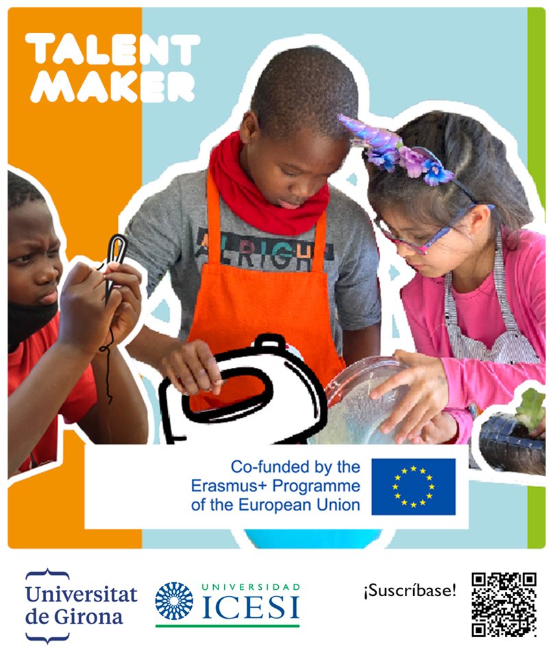 eduardm's tweet photo. Entre @univgirona y @icesi (Cali, Colombia) coorganizamos este curso en español sobre Educación Maker y Talentos (https://t.co/DtAMUJBwK5), parte del proyecto Europeo #TalentMaker. Está certificado y abierto a maestros, profesores, educadores. Os apuntáis? @udigitaledu @eduteka https://t.co/3uYOcGgYyq