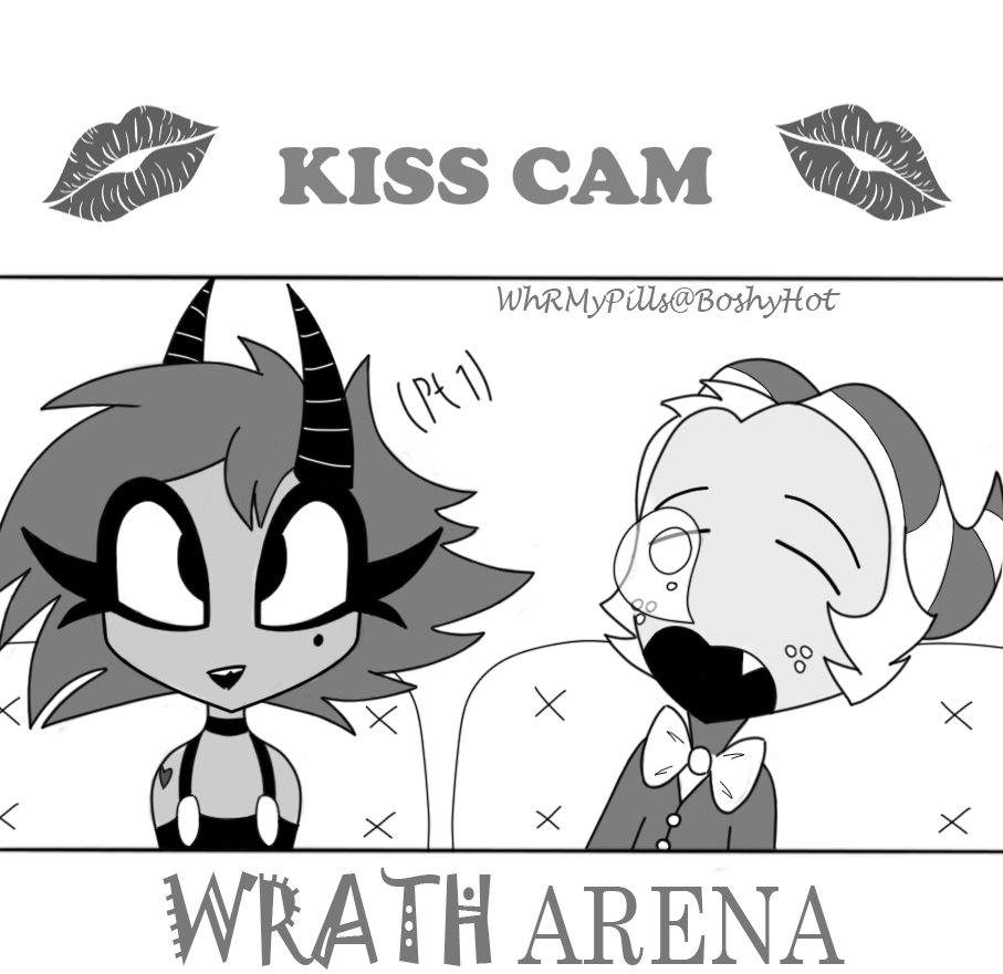 KISS CAM (page 1). I really enjoyed drawing these two) Can we reach 50 likes? #HelluvaBossFanart #HelluvBoss #MoxxieXMillie #Moxxie #Millie #Vivziepop #HazbinHotel #HelluvaBossComic #fanart