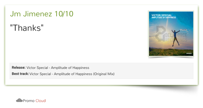 DanDelaforce's tweet photo. Jm Jimenez reviewed Victor Special - Amplitude of Happiness. 10/10 https://t.co/YYpLetxTTK