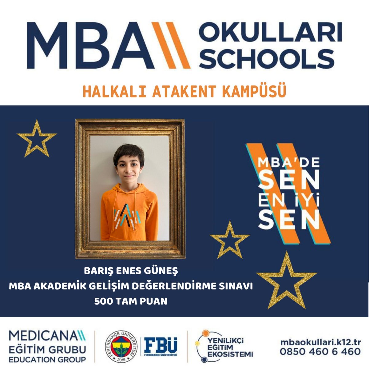 MBA Okulları arasında yapılan son deneme sınavında 6.sınıflarda tüm soruları doğru yanıtlayarak 500 tam puan yapan öğrencimiz Barış Enes Güneş’i tebrik eder başarılarının devamını dilerim👏🏻👏🏻👏🏻 ⁦<a href="/mbaokullari/">MBA Okulları</a>⁩ ⁦<a href="/eebruoruc/">Ebru Oruç</a>⁩ ⁦<a href="/durmusadem/">Adem Durmuş</a>⁩ ⁦<a href="/DeryaOzkanYavuz/">Derya Yavuz</a>⁩
